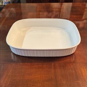 14” Corning Rectangular French White F21-B Open Roaster Lasagna casserole PAN
